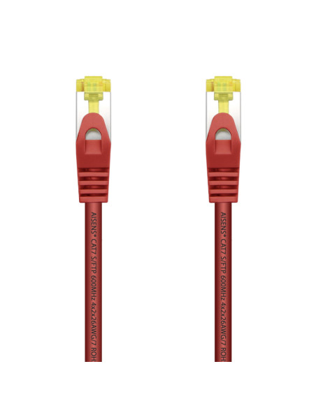 AISENS Cable De Red Latiguillo RJ45 LSZH Cat.7 600 MHz S/FTP PIMF AWG26, Rojo, 25 cm