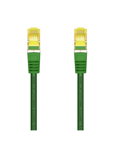 AISENS Cable De Red Latiguillo RJ45 LSZH Cat.7 600 MHz S/FTP PIMF AWG26, Verde, 25 cm