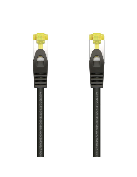 AISENS Cable De Red Latiguillo RJ45 LSZH Cat.7 600 MHz S/FTP PIMF AWG26, Negro, 0.5 m
