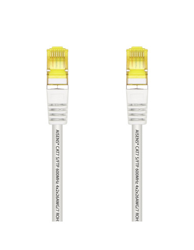AISENS Cable De Red Latiguillo RJ45 LSZH Cat.7 600 MHz S/FTP PIMF AWG26, Blanco, 0.5 m