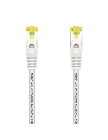 AISENS Cable De Red Latiguillo RJ45 LSZH Cat.7 600 MHz S/FTP PIMF AWG26, Blanco, 1.0 m