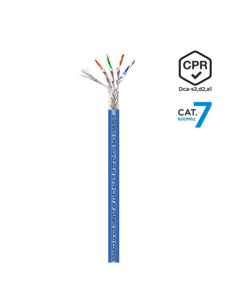 AISENS Cable de Red RJ45 LSZH CPR Dca CAT.7 600 MHZ S/FTP AWG23, Azul, 100 m