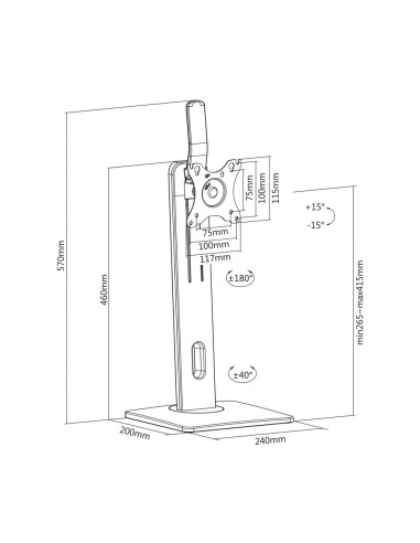 AISENS Soporte De Mesa Pro Contrapeso Giratorio E Inclinable Para Monitor/TV 7kg De 17-32, Negro