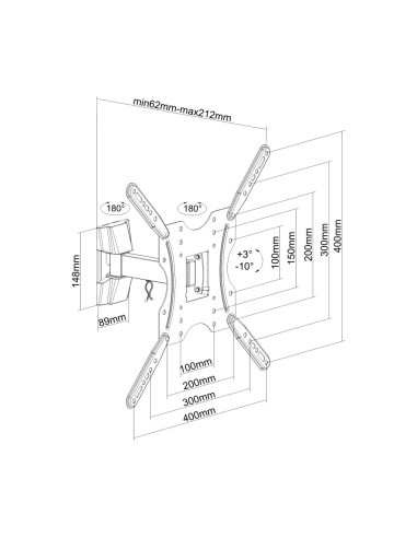 AISENS Soporte ECO giratorio, inclinable para monitor/TV 30kg (2 Pivotes) de 32-55, Negro