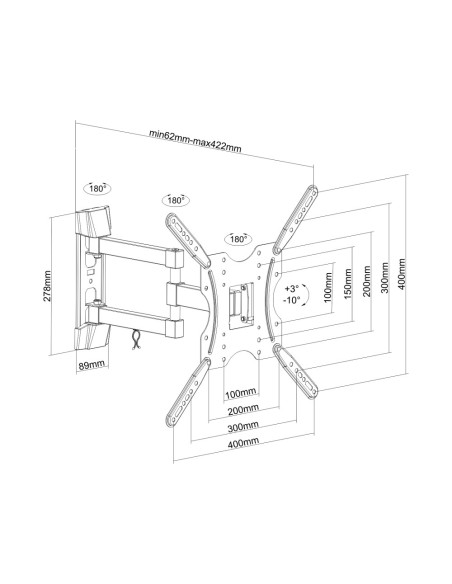AISENS Soporte ECO giratorio, inclinable para monitor/TV 30kg (3 Pivotes) de 32-55, Negro