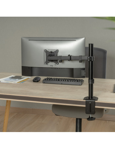 AISENS Soporte de Mesa ECO Giratorio e Inclinable para Monitor/TV 9Kg (3 Pivotes, 1 Brazo) de 17-32, Negro