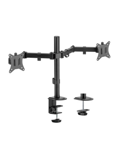 AISENS Soporte de Mesa ECO Giratorio e Inclinable para Monitor/TV 9Kg (3 Pivotes, 2 Brazos) de 17-32, Negro