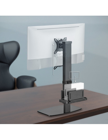 AISENS Soporte de Mesa ECO Giratorio e Inclinable para Monitor/TV y Mini PC 8Kg de 17-32, Negro