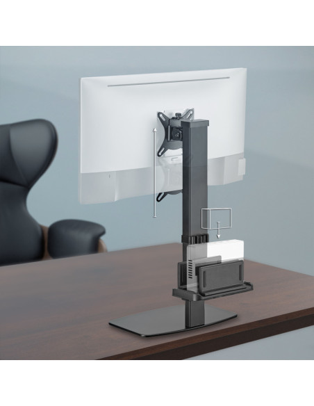 AISENS Soporte de Mesa ECO Giratorio e Inclinable para Monitor/TV y Mini PC 8Kg de 17-32, Negro