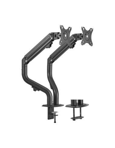 AISENS Soporte de Mesa ECO Contrapeso Giratorio e Inclinable para Monitor/TV 8Kg (3 Pivotes, 2 Brazos) de 17-32, Negro