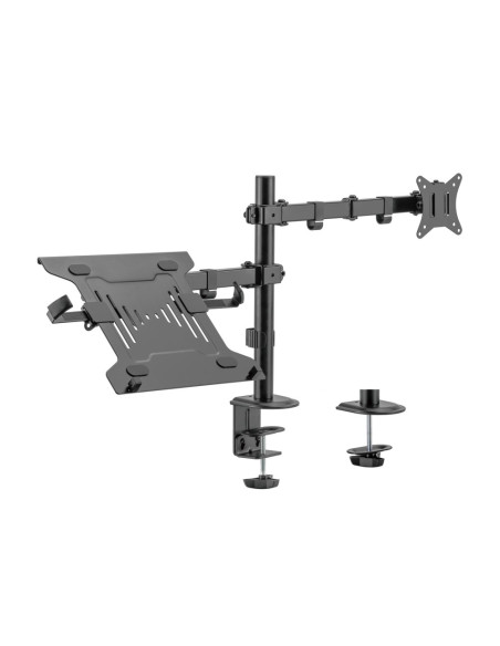 AISENS Soporte de Mesa Giratorio e Inclinable para Portatil y Monitor/TV 9Kg de 17-32, Negro