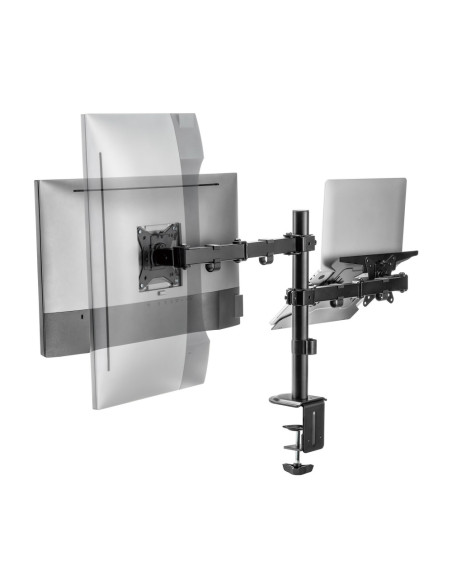 AISENS Soporte de Mesa Giratorio e Inclinable para Portatil y Monitor/TV 9Kg de 17-32, Negro