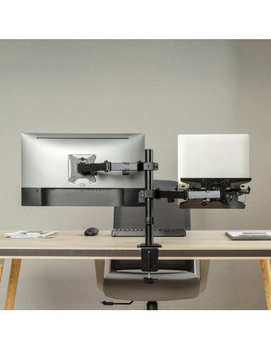 AISENS Soporte de Mesa Giratorio e Inclinable para Portatil y Monitor/TV 9Kg de 17-32, Negro