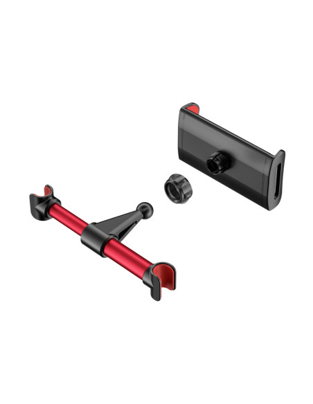 AISENS Soporte Coche Ajustable (1 Pivote) Para Reposacabezas Para Telefono / Tablet, Rojo