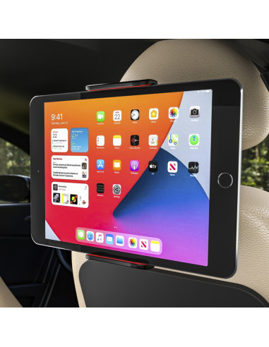 AISENS Soporte Coche Ajustable (1 Pivote) Para Reposacabezas Para Telefono / Tablet, Rojo