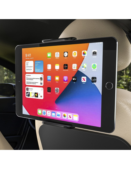 AISENS Soporte Coche Ajustable (1 Pivote) Para Reposacabezas Para Telefono / Tablet, Negro