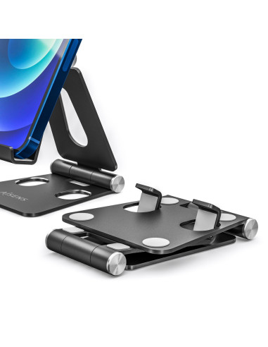 AISENS Soporte De Sobremesa Tamaño M Ajustable (2 Pivotes) Para Movil / Tablet, Negro