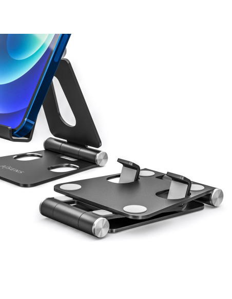 AISENS Soporte De Sobremesa Tamaño M Ajustable (2 Pivotes) Para Movil / Tablet, Negro