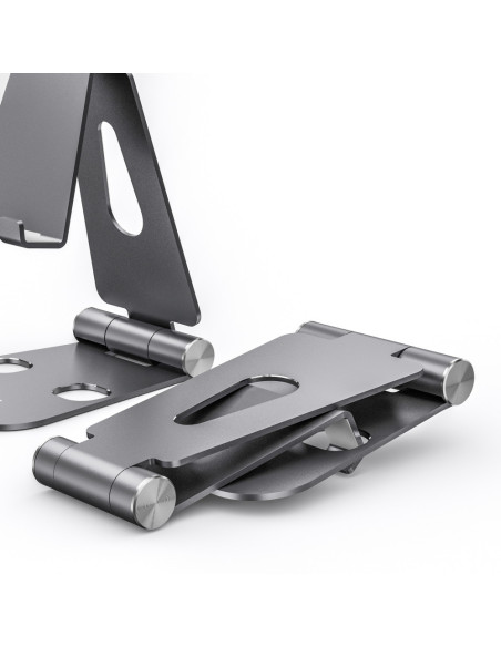 AISENS Soporte De Sobremesa Tamaño XL Ajustable (2 Pivotes) Para Movil / Tablet, Gris