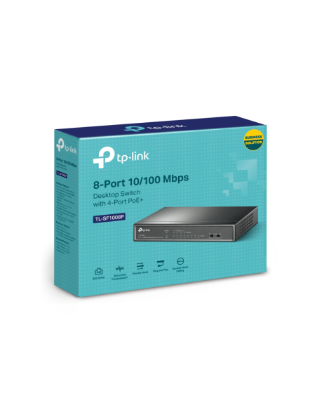 TP-Link TL-SF1008P No administrado Fast Ethernet (10/100) Energía sobre Ethernet (PoE) Negro