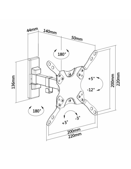 AISENS WT42TSLE-009 soporte para TV 106,7 cm (42") Negro