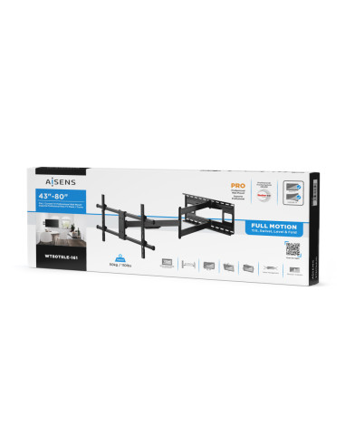 AISENS Soporte Pro Giratorio, Inclinable Y Nivelable Para Monitor/tv 50kg De 43-80, Negro