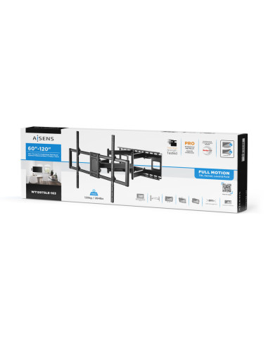 AISENS Soporte Pro Giratorio, Inclinable Y Nivelable Para Monitor/tv 120kg De 60-120, Negro