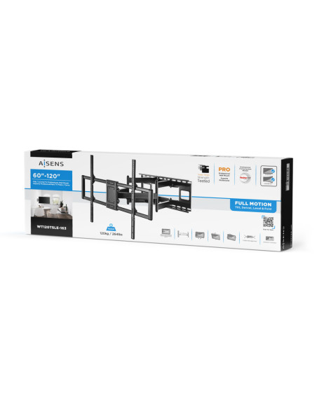 AISENS Soporte Pro Giratorio, Inclinable Y Nivelable Para Monitor/tv 120kg De 60-120, Negro