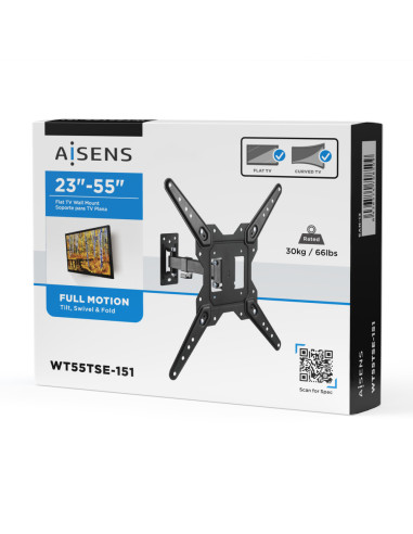 AISENS Soporte Eco Giratorio, Inclinable Para Monitor/TV 30kg (2 Pivotes) De 23-55, Negro