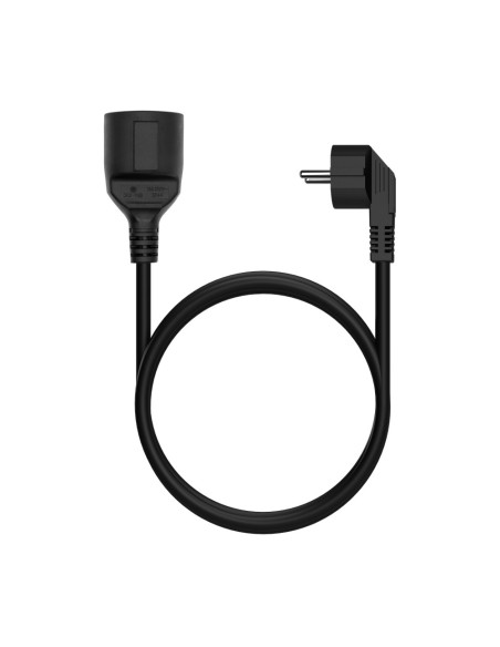 AISENS Cable Alargador de Alimentacion Schuko, CEE7/M-CEE7/H, Negro, 2.0M