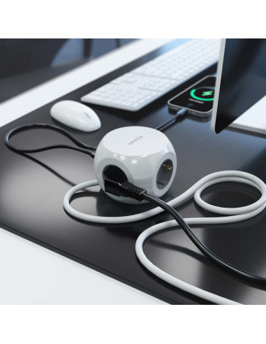 AISENS ASPS-2A2C04-W base múltiple 1,4 m 3 salidas AC Interior