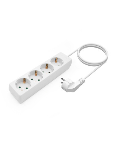 AISENS Base Multiple 4 Tomas Sin Interruptor Con Cable 3x1.5mm2, Blanco, 1.4m