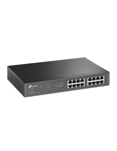 TP-Link TL-SG1016PE Gestionado L2 Gigabit Ethernet (10/100/1000) Energía sobre Ethernet (PoE) 1U Negro