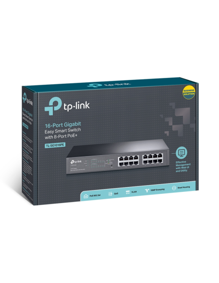 TP-Link TL-SG1016PE Gestionado L2 Gigabit Ethernet (10/100/1000) Energía sobre Ethernet (PoE) 1U Negro