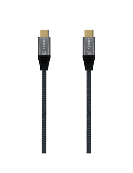 AISENS Cable USB 2.0 Aluminio 5A 100W E-Mark, USB-C/M-USB-C/M, Gris, 2.0M