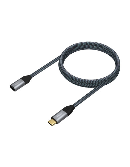 AISENS Cable USB 3.2 Gen2X2 Aluminio 20Gbps 5A 100W, Tipo USB-C/M-USB-C/H, Gris, 1.0M
