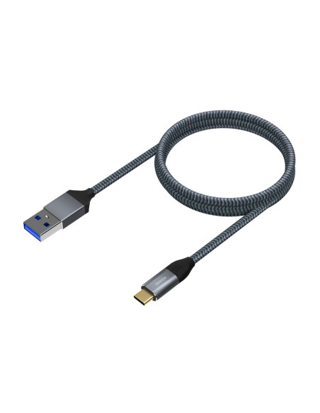 AISENS Cable USB 3.1 Gen2 Aluminio 10Gbps 3A, Tipo USB-C/M-A/M, Gris, 0.5M