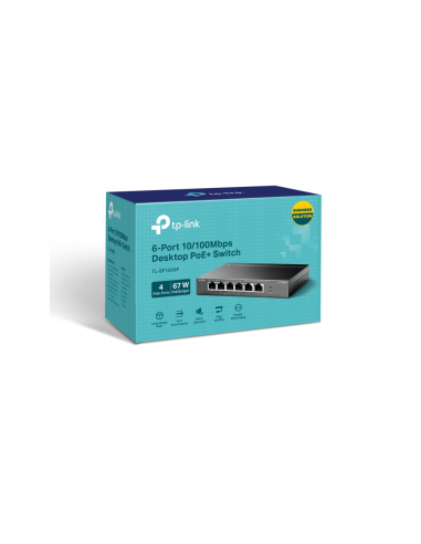 TP-Link TL-SF1006P switch No administrado Fast Ethernet (10/100) Energía sobre Ethernet (PoE) Negro