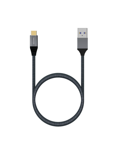 AISENS Cable USB 3.1 Gen2 Aluminio 10Gbps 3A, Tipo USB-C/M-A/M, Gris, 1.0M