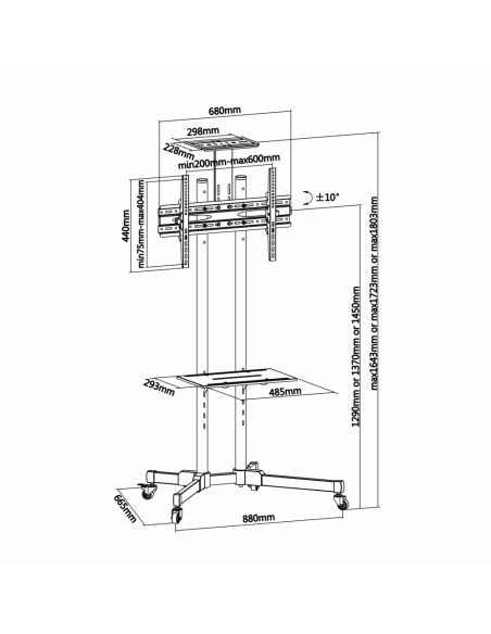 AISENS FT70TE-035 soporte para pantalla de señalización 177,8 cm (70") Negro