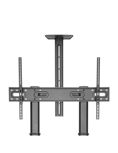 AISENS Soporte de Suelo ECO con Ruedas y Manivela, Bandeja para DVD y Soporte de Cámara para Monitor/TV 100Kg de 60-100, Negro