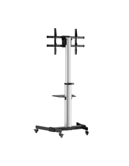 AISENS Floor Stand with Wheel, DVD Tray for Monitor/TV 50Kg from 37-86, Black-Silver
