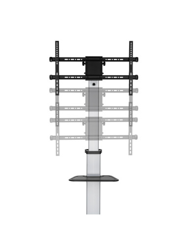 AISENS Floor Stand with Wheel, DVD Tray for Monitor/TV 50Kg from 37-86, Black-Silver