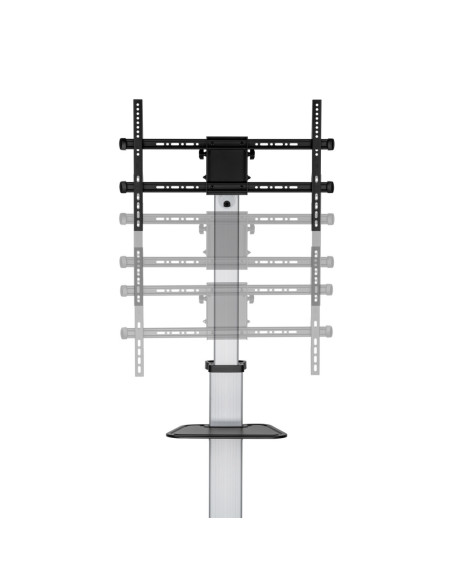 AISENS Floor Stand with Wheel, DVD Tray for Monitor/TV 50Kg from 37-86, Black-Silver