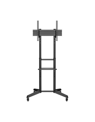 AISENS Soporte de Suelo ECO con Rueda, Bandeja para DVD para Monitor/TV 50Kg de 37-70, Negro