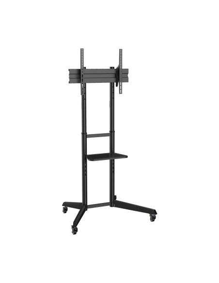 AISENS Soporte de Suelo ECO con Rueda, Bandeja para DVD para Monitor/TV 50Kg de 37-70, Negro