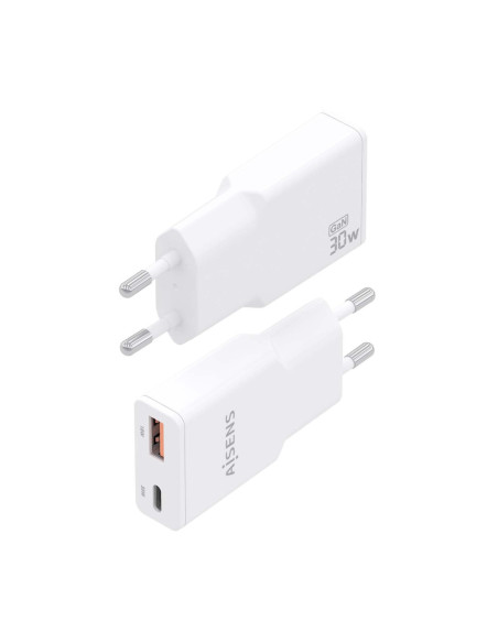 AISENS ASCH-30W2P046-W cargador de dispositivo móvil Cámara digital, MP3, MP4, Teléfono móvil, Navegante, Portátil, Consola de j