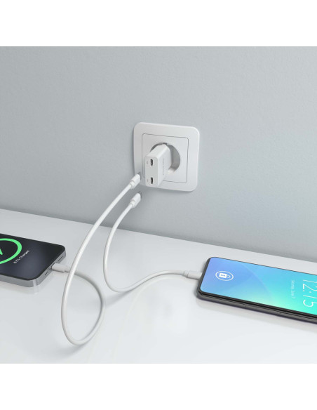 AISENS ASCH-30W2P048-W cargador de dispositivo móvil Cámara digital, MP3, MP4, Teléfono móvil, Navegante, Portátil, Consola de j