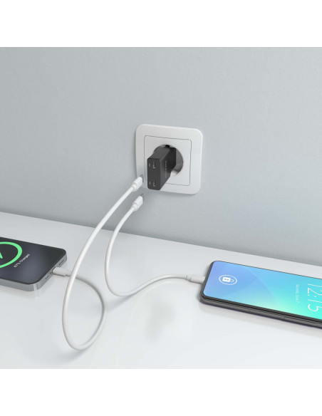 AISENS ASCH-30W2P049-BK cargador de dispositivo móvil Cámara digital, MP3, MP4, Teléfono móvil, Navegante, Portátil, Consola de 