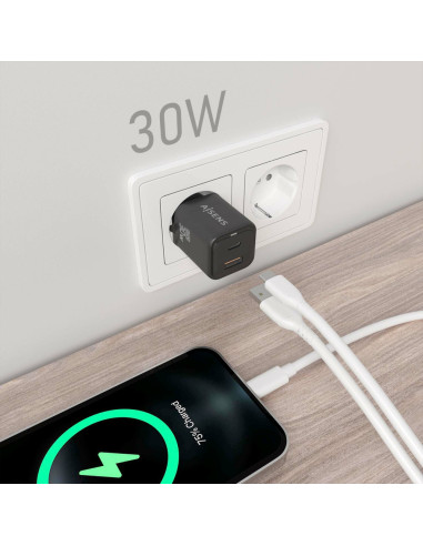 AISENS ASCH-30W2P021-BK cargador de dispositivo móvil Universal Corriente alterna Carga rápida Interior